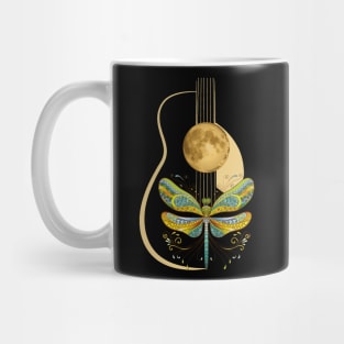 Acoustic Guitar Artistic Dragonfly Music Mug